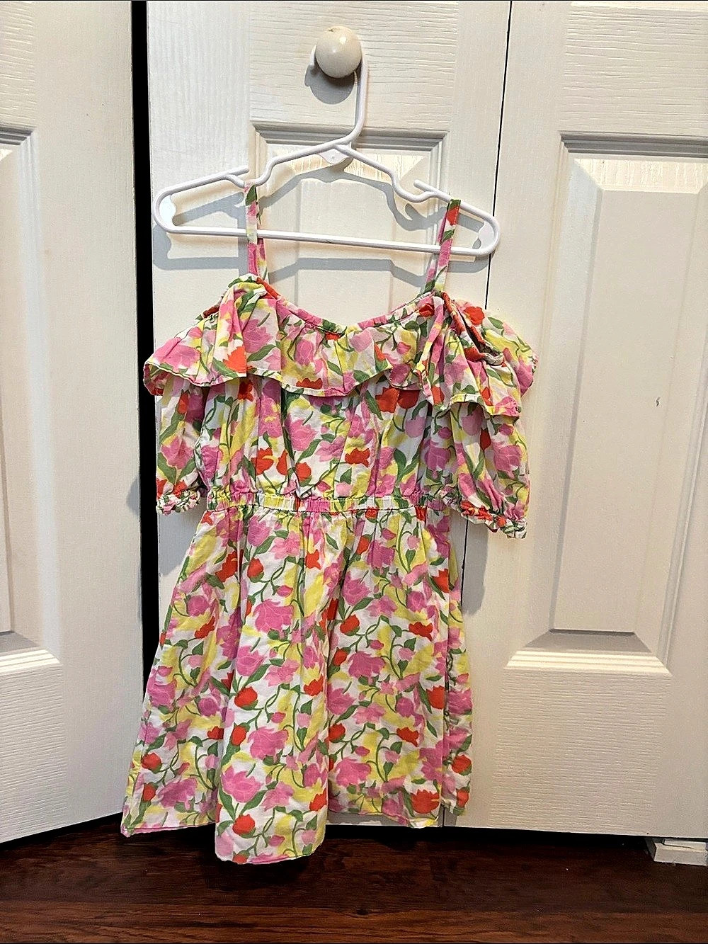 Janie and Jack Floral Ruffle Dress in Pink & Green Like New